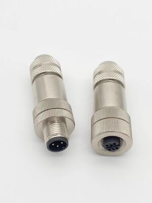 M12 Metal Shield connector internet profinet cable plug base 4pin 5pin 8pin 12pin waterproof